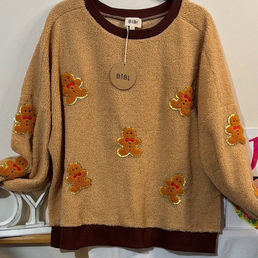BiBi Brown Gingerbread Appliqué Sweater.  So incredibly cozy looking and feeling